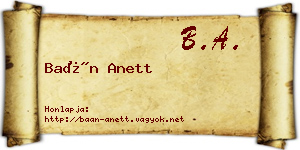 Baán Anett névjegykártya