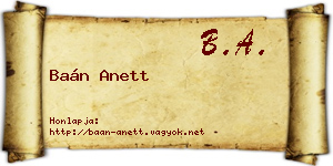 Baán Anett névjegykártya