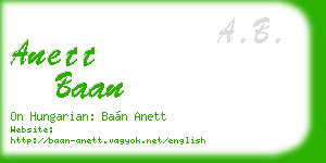 anett baan business card
